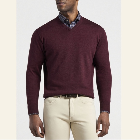Merinosilk V Neck Jumper Burgundy Sz 